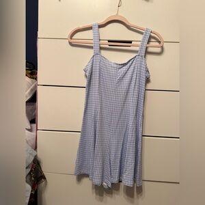 Forever 21 Light Blue and White Plaid romper- flowy